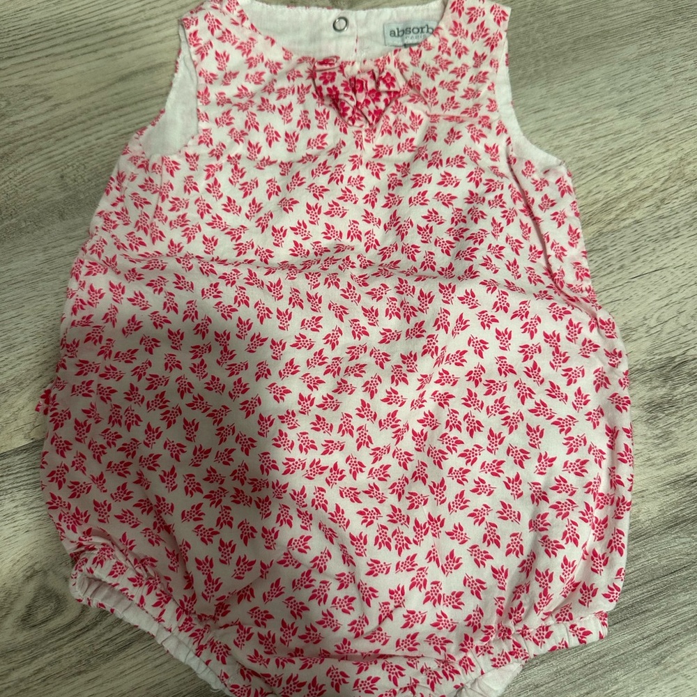 Absorba Red Leaf Print Baby Romper